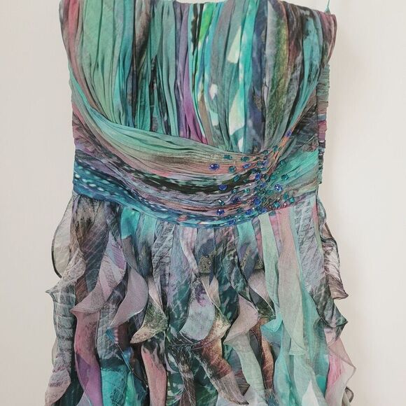 Caché Chiffon Strapless Multicolor Dress Size 2 - Picture 5 of 5